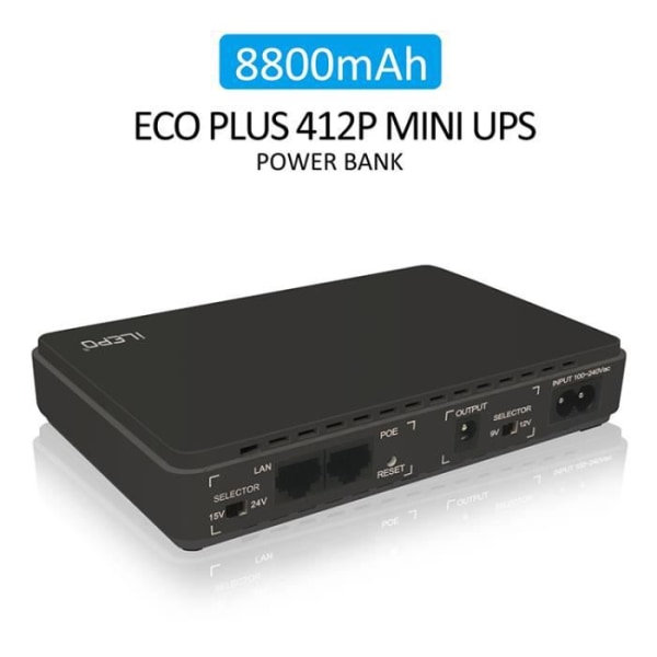 Bärbar Power Bank 8800 mAh och Mini POE 430 UPS Intelligent Avbrottsfri strömförsörjning W023 - W023 - Vit