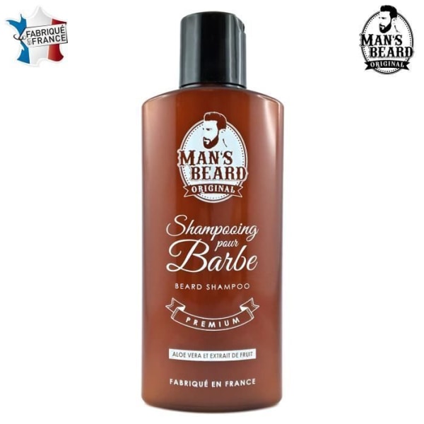 Man's Beard - Made in France - Premium skäggschampo med aloe vera och fruktextrakt - mjukgör och skyddar - 150 ml