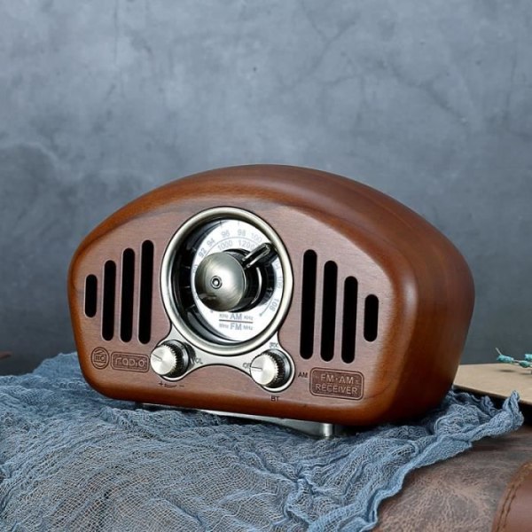 Retro Design Mini Bluetooth-högtalare och FM-radio R909-A/C - R909-C - Cherry Wood