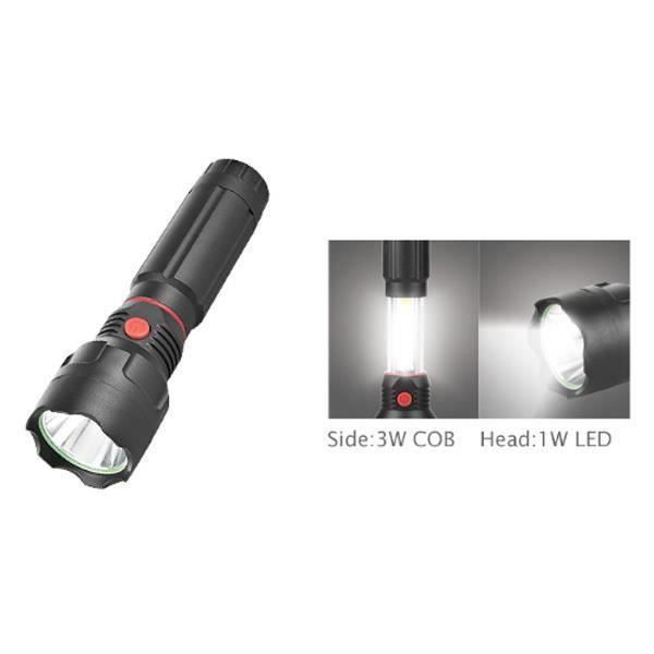LED &amp; COB ficklampa med dubbla belysningsfickor - HLT-N87 - Svart