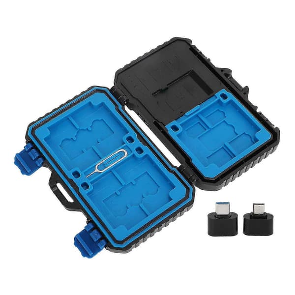 Compact Waterproof Memory Card Case with Card Reader OTG Function for Storage