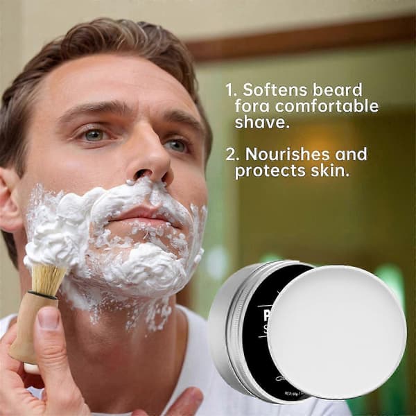 60g Shaving Soap Handmade Soap Mint Shaving Soap Deep Cleansing Beard Soap Keeps Skin Moisturized for Rich Shaving Foam A