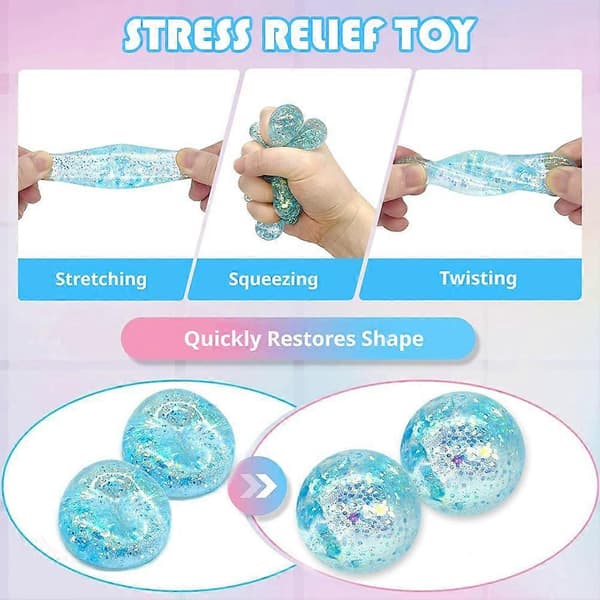 Glitter Maltose Squishy Legetøj 6Cm Tpr Til Stresslindring Sensorisk Leg Pink ball
