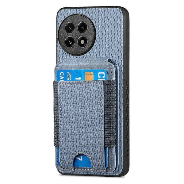 Deksler til OnePlus 13 med kortholder, stativ og skinnbakside (blå)