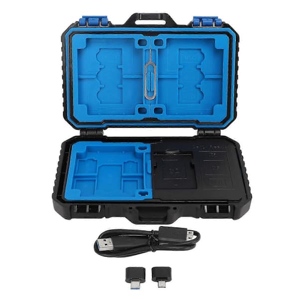 Compact Waterproof Memory Card Case with Card Reader OTG Function for Storage