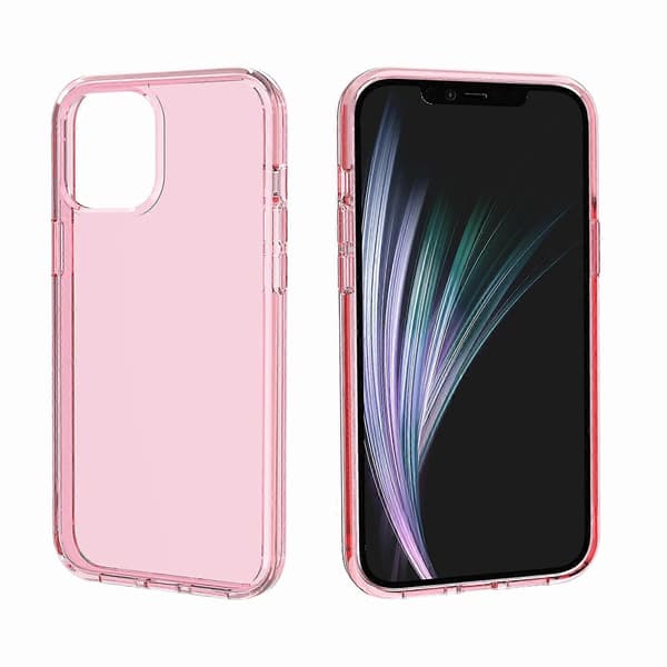 Case for iPhone 11 Pro Max PC+TPU Shockproof Transparent Mobile Case (Transparent Pink)