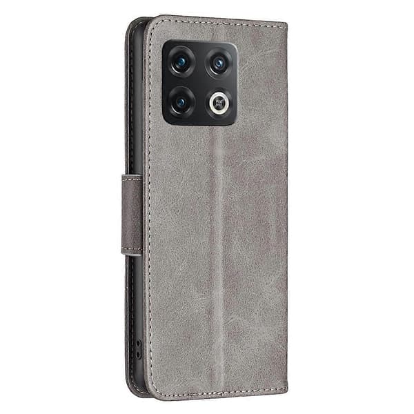 For OnePlus 10 Pro 5G Lambskin Texture Pure Color Leather Phone Case (Grey)