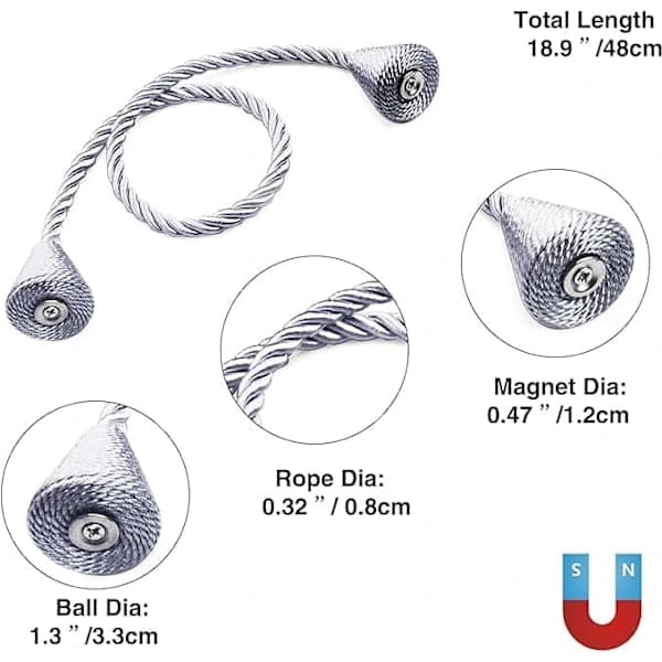 OBOSOE 2-pack Magnetic Curtain Tiebacks – Curtain Tiebacks for Curtains & Decoration White