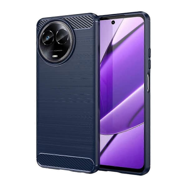 Kolfiberborstad textur TPU-telefonfodral (Blå, för Realme 11 5G)
