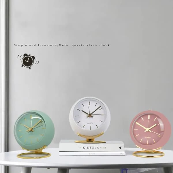 Luxury White Alarm Clock Nordic Electronic Table Quartz Clock Simp