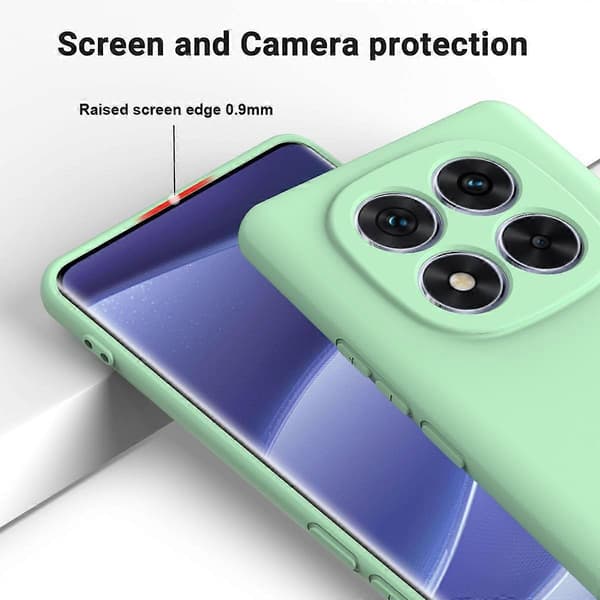 Ensfarget flytende silikon fallsikkert heldekkende mobildeksel (grønn, for Redmi Note 14 Pro 4G)