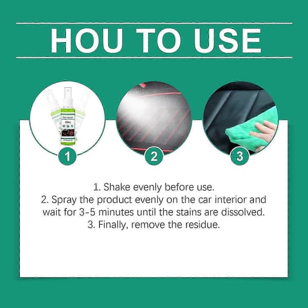 Bil Interiør Rensespray - 100ml Antifouling Agent til Bløde Sæder & Overflader, Stribefrit Skin