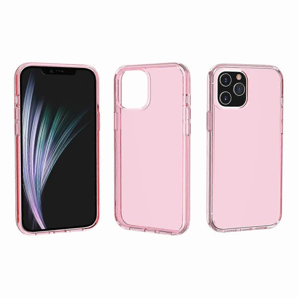 Case for iPhone 11 Pro Max PC+TPU Shockproof Transparent Mobile Case (Transparent Pink)