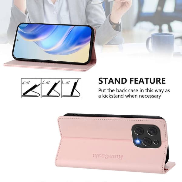 RC01 Double Fold Magnetic RFID Leather Case with Suction Cup (For DOOGEE N55 Plus)