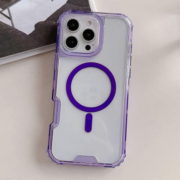 Case for iPhone 16 Pro Max Compatible with MagSafe TPU PC Detachable Phone Case (Transparent Purple)