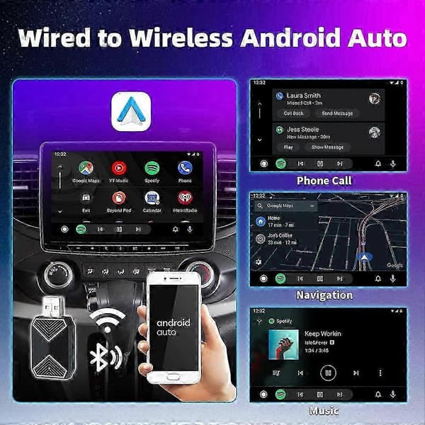 2-i-1 Trådløs CarPlay og Android Auto Adapter Smart AI Box med 5Ghz WiFi & Bluetooth-forbindelse til Biltilbehør