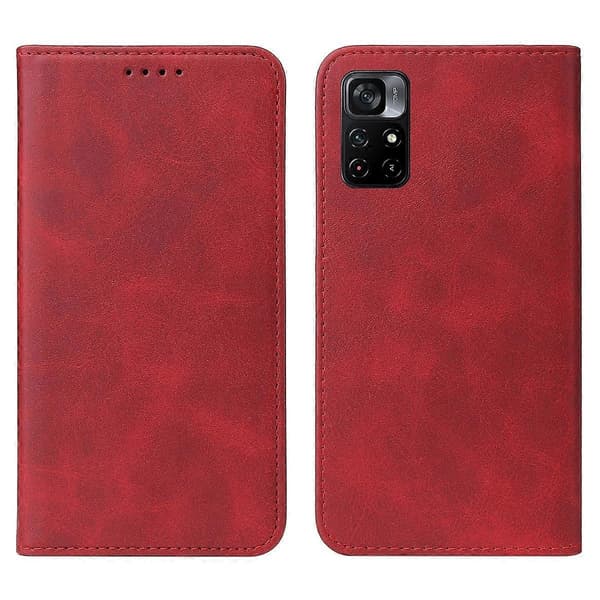Magnetisk lærfutteral til Xiaomi Redmi Note 11 5G (Rød)