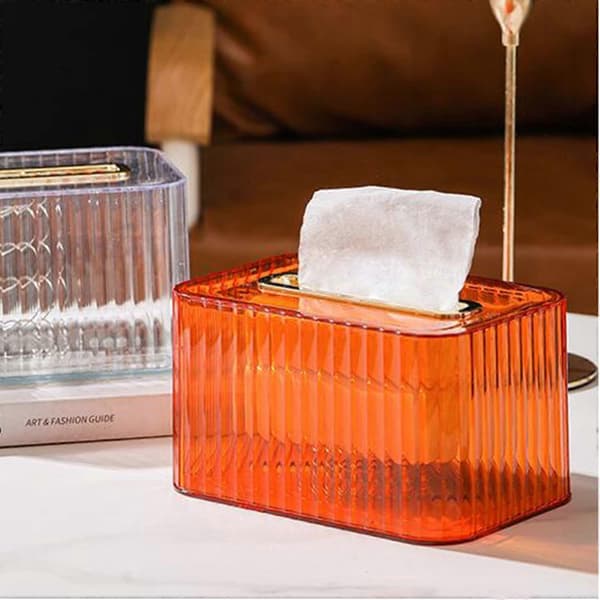 Høykvalitets Kleenex-boks Rektangulær Kleenex-boks Klar Kleenex-boks Holder Kleenex-dispenser for Hjem Baderom Soverom Kommode (Oransje)