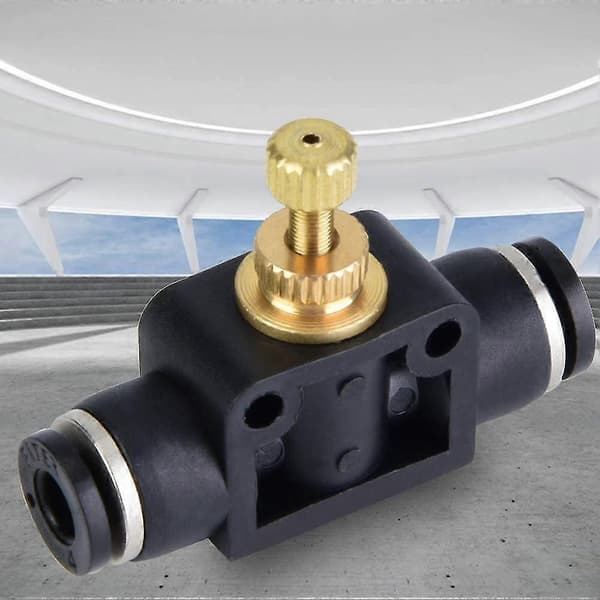 Luftflödesregulator i koppar + plast T-formad luftkoppling Luftregulator för slang (8 mm)