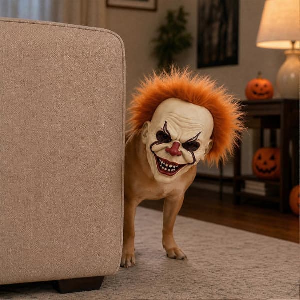 Helansiktsclownmask – Mjuk & Elastisk PLA – för Cosplay & Skräcktema-utställning Orange