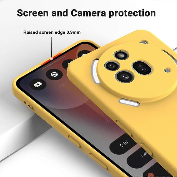 Kompatibelt flydende silikonecover til Nothing Phone (3a) Pro med håndrem (gul)