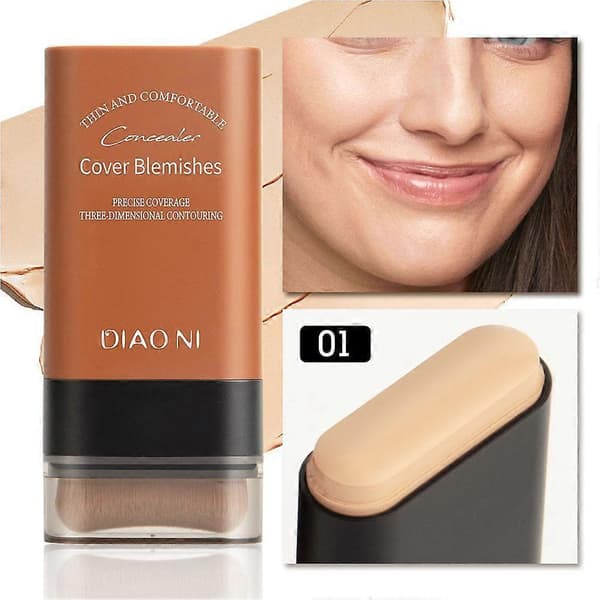 Portable Moisturizing Concealer Stick 20g, Natural Coverage Long-lasting Hydration, for Multiple Skin Tones (Dark Wheat)
