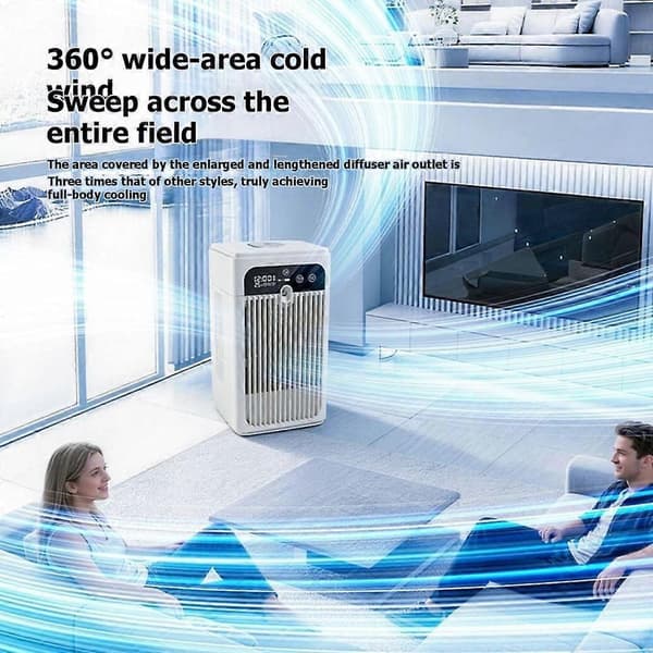 Køler Desktop Aircondition Ventilator Kølespray Intelligent Timing Lille Ventilator Lydløs Husholdnings Udendørs Køleventilator White