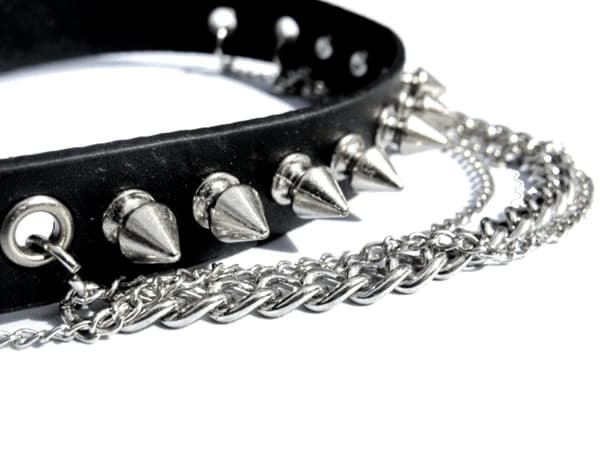Spike Studded and Chain Collar