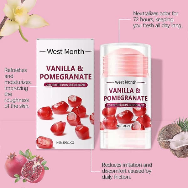 Granatæble Body Treatment Bar - Deodorant til armhuler, ikke-klæbrig, bærbar, langvarig duft