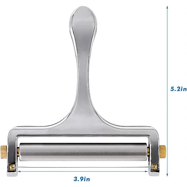 Stainless Steel Cheese Slicer with Adjustable Handheld Design, Includes 2 Extra Wire Cutters.