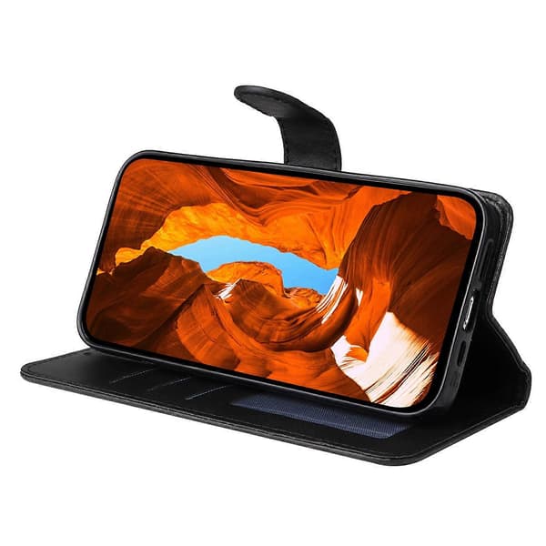 PU-læderpung til Xiaomi Redmi K80 Pro 5G, flip-etui (sort)