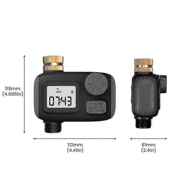Hage-/plenvanningskontroller, egnet for visse merker, regnsensor, LCD-skjerm, svart