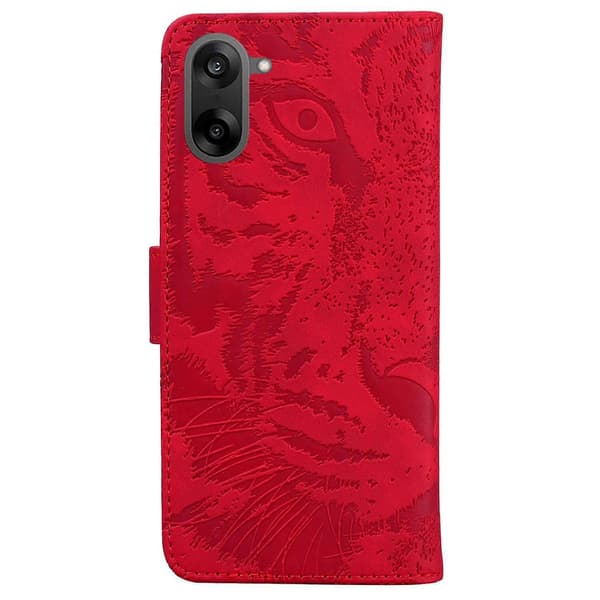 Tiger Embossing Pattern Flip Leather Phone Case (Red, For OnePlus Ace 5 Racing / Nord CE5)