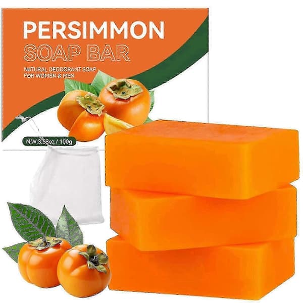 Deodoriserande tvål med persimon och grönt te, 3-pack för daglig hudvård
