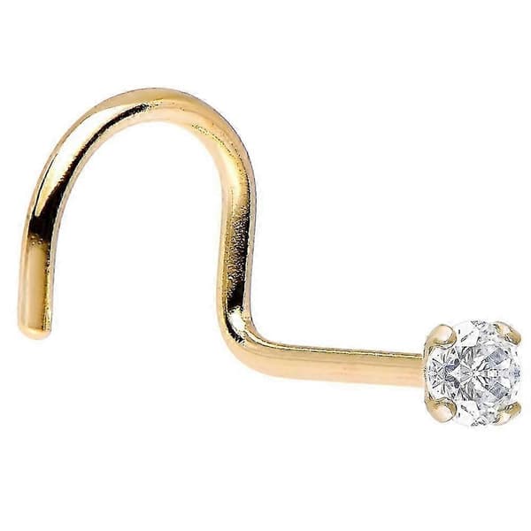 Solid 14K gull neseskrue med ekte diamant_Överraskningsgåva