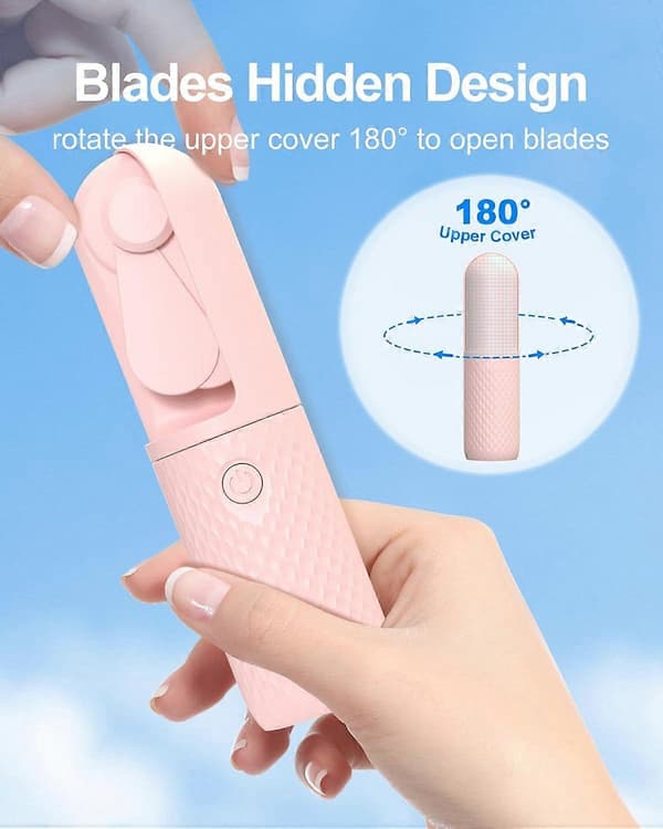 Mini bærbar vifte, lommestørrelse, roterbart deksel, USB