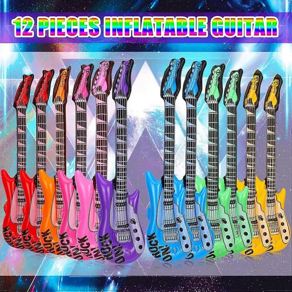 12 Stycken Uppblåsbar Gitarr 91 cm Uppblåsbar Gitarr Blandade Färger Inflatable_Kvalitetsgåvor
