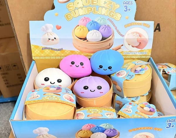 Dumplings Squishy, Glitter Dumpling Squishy, Mykeste Dumplings med Dampboks, Tilfeldig Farge, Ikke-Spiselig B