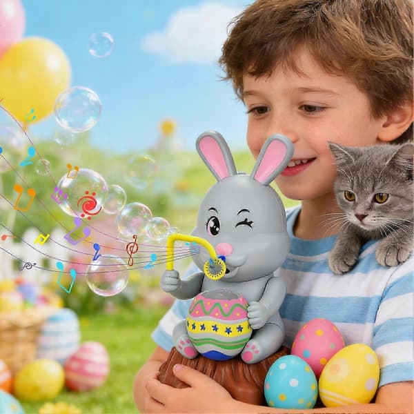 Rabbit Bubble Machine with Music Light Rechargeable Automatic Bubble Maker for Kids Party Easter Festival Decoration