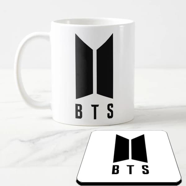 BTS-muki + lasinalunen BTS Army -designilla