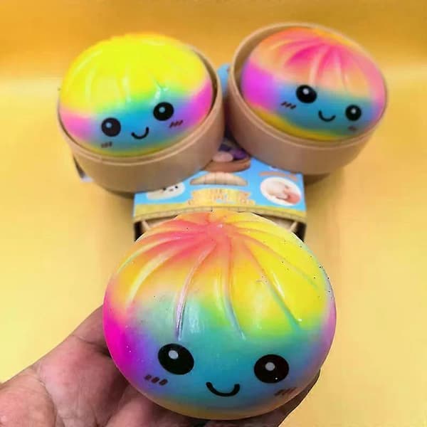 Dumplings Squishy, Glitter Dumpling Squishy, Mykeste Dumplings med Dampboks, Tilfeldig Farge, Ikke-Spiselig A