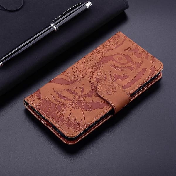 Tiger Embossing Pattern Flip Leather Phone Case (Brown, For OnePlus Ace 5 Racing / Nord CE5)