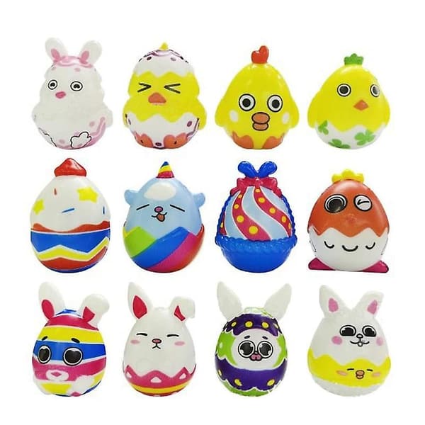 6 stk Squishy Påskeharer Egg Stressleker Barn Påskefest Gaver til Gjester Eggkurvfyll Godterifyll
