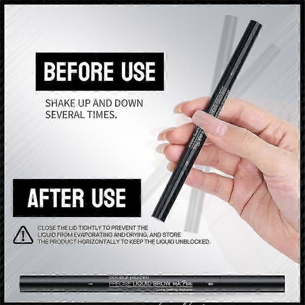 Binary Eyebrow Pencil, Waterproof and Sweatproof Wild Eyebrow Double-Headed 2-in-1 Eyebrow Pencil Liquid