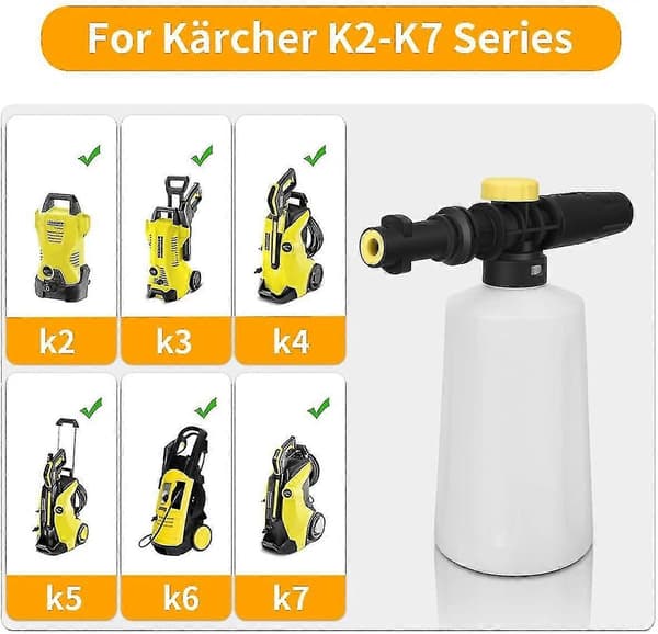 Foam Cannon for Karcher K2 K3 K4 K5 K6 K7, 750 ml Foam Lance Snow Bottle with Adjustable Nozzle