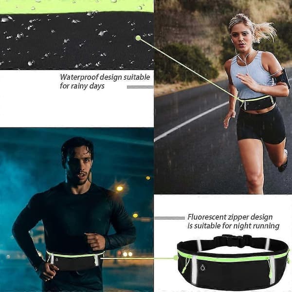 Løpebelte for kvinner og menn, vanntett justerbart, mageveske for jogging