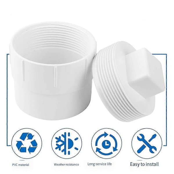 4\" PVC Kloakrenseadapter med Hætte, DWV Skylle-system til Udendørs, Have, Autocamper - Forbedret Drænrørsfitting White