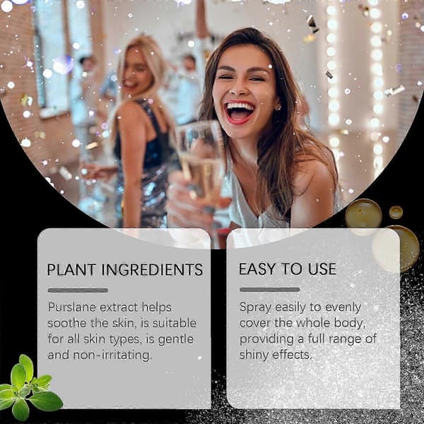 Body Flash Spray - Glitter Highlight Spray til Ansigt & Krop, Perfekt til Fester, 100ml