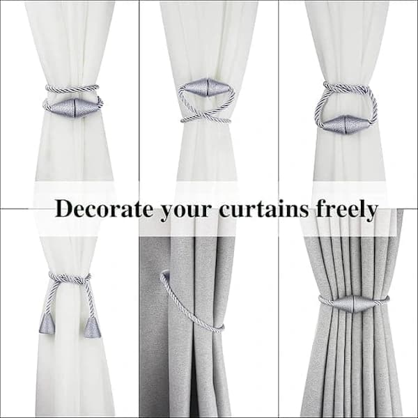 OBOSOE 2-pack Magnetic Curtain Tiebacks – Curtain Tiebacks for Curtains & Decoration White