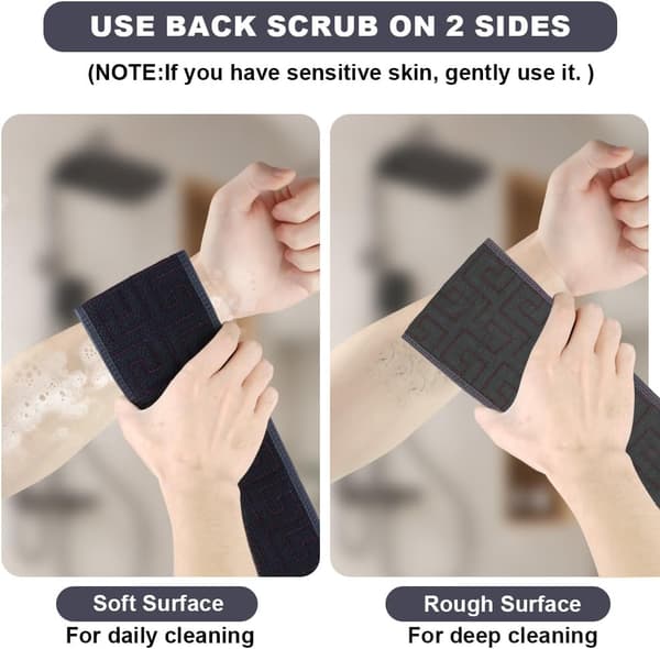 Exfoliating Back Scrubber, Back Massager with Handles, Soft Shower Scrubber